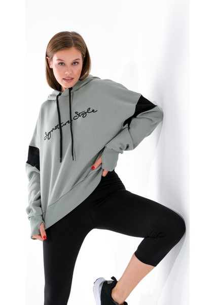 724512_KADIN Kapüşonlu Oversize Sweatshirt indirimleri