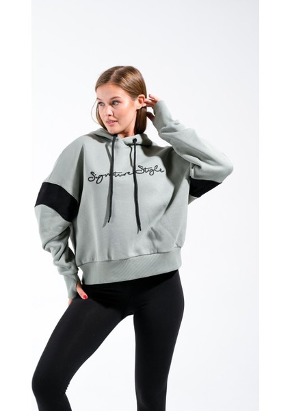 724512_KADIN Kapüşonlu Oversize Sweatshirt
