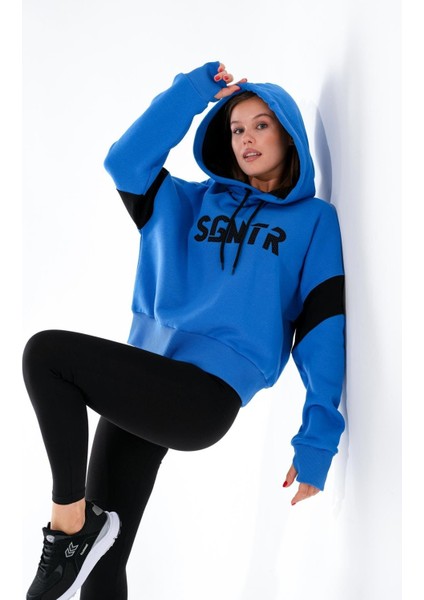 724512_KADIN Kapüşonlu Oversize Sweatshirt