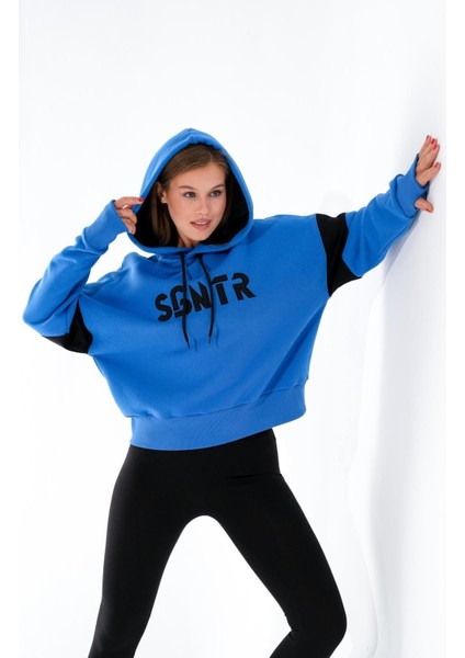 724512_KADIN Kapüşonlu Oversize Sweatshirt