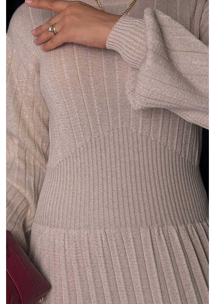 Beli Lastikli Simli Triko Elbise 18322 Taş fırsatları