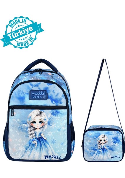Buz Kız Desenli Ilköğretim Okul Sırt Çantası ve Beslenme Çantası,kız Okul Sırt Çantası