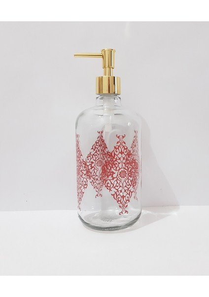 800 ml Cam Sıvı Sabunluk Desenli Büyük Boy Sabunluk