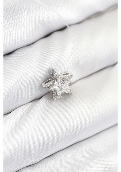 Misineli Yıldız Model Gümüş Renk Hayalet Kolye - TJ-BKO10504