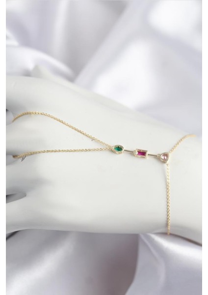 Pirinç Renkli Zirkon Taşlı Model Gold Renk Şahmeran - TJ-SN723