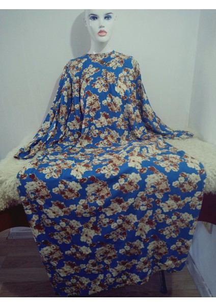 Robadan Uzun Kollu %100 Viskon Basma Çiçekli Anne Elbise, Namaz Elbisesi