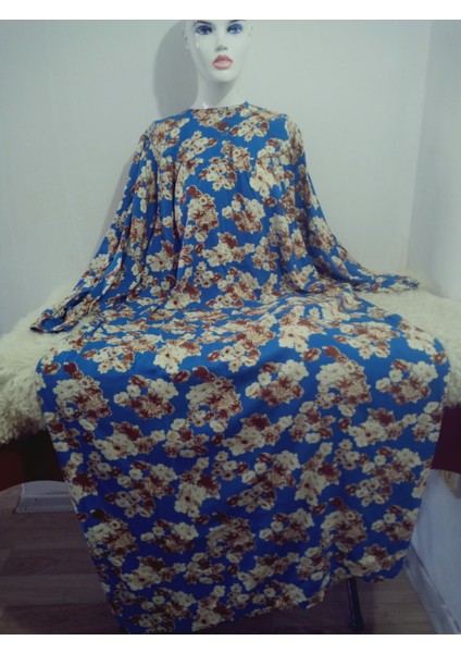 Robadan Uzun Kollu %100 Viskon Basma Çiçekli Anne Elbise, Namaz Elbisesi modelleri