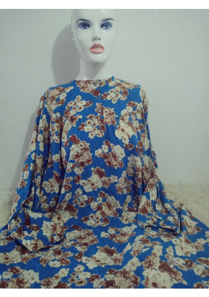 Robadan Uzun Kollu %100 Viskon Basma Çiçekli Anne Elbise, Namaz Elbisesi