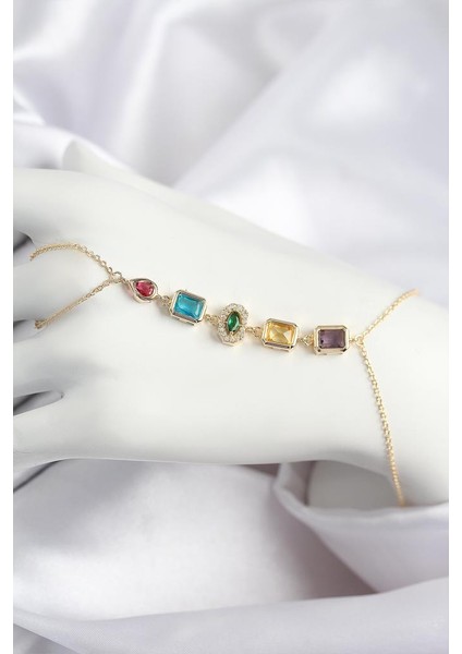 Pirinç Renkli Zirkon Taşlı Model Gold Renk Şahmeran - TJ-SN725