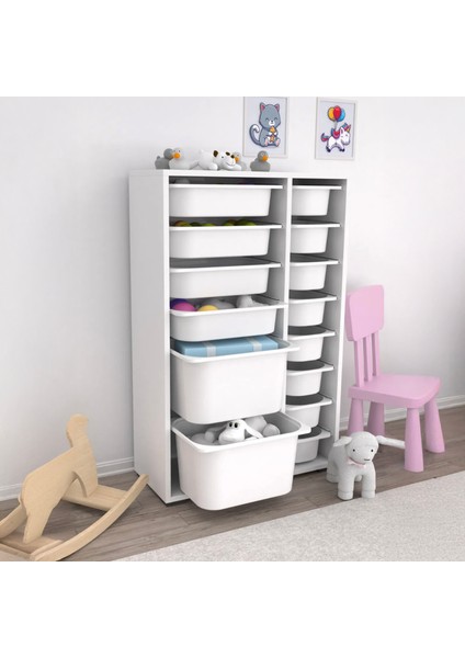 14 Sepetli Çok Amaçlı Oyuncak Dolabı - Beyaz - 109X30X69,5 cm modelleri