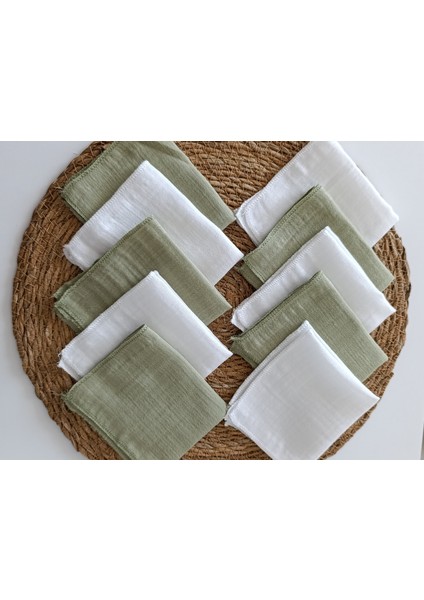 10’lu Paket Çift Kat Dokuma Müslin Bebek Ağız Mendili %100 Pamuk 20X20 cm modelleri