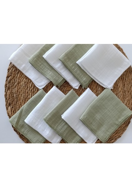 10’lu Paket Çift Kat Dokuma Müslin Bebek Ağız Mendili %100 Pamuk 20X20 cm fırsatları