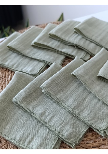 10’lu Paket Çift Kat Dokuma Müslin Bebek Ağız Mendili %100 Pamuk 20X20 cm
