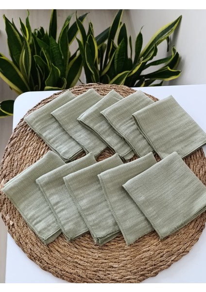 10’lu Paket Çift Kat Dokuma Müslin Bebek Ağız Mendili %100 Pamuk 20X20 cm modelleri