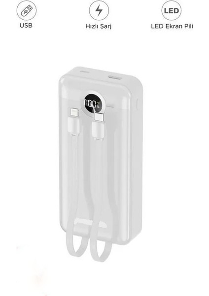 10000 Mah 2 Çıkışlı 22.5W Hızlı Şarj Dijital Göstergeli Powerbank