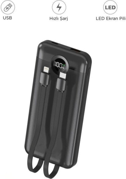 10000 Mah 2 Çıkışlı 22.5W Hızlı Şarj Dijital Göstergeli Powerbank