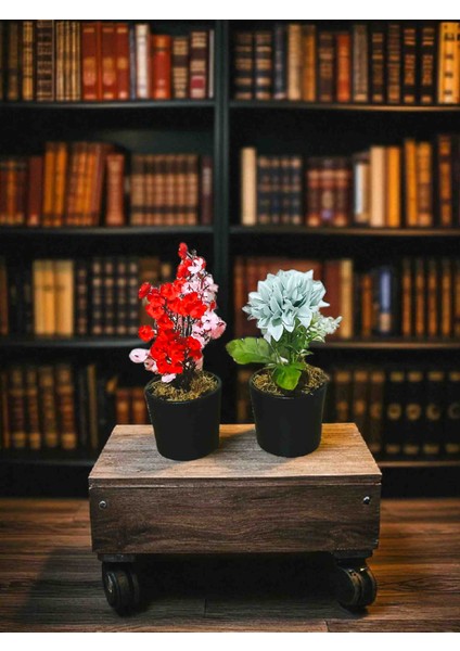 - 2li Seramik Saksıda Yapay Çiçek Seti Ofis Cafe Salon modelleri