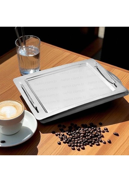 Rana Paslanmaz Çelik Tepsi Kahve Tepsisi - Servis Tepsisi 36X26 Cm. fiyatları