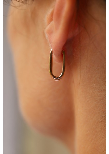 14 Ayar Altın Rose Yuvarlak Kenarlı Uzun Halka Küpe indirimleri