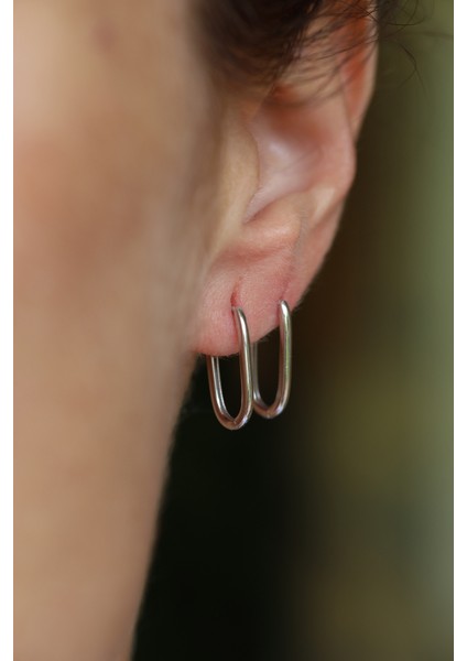 14 Ayar Altın Beyaz Yuvarlak Kenarlı Uzun Halka Küpe fiyatları