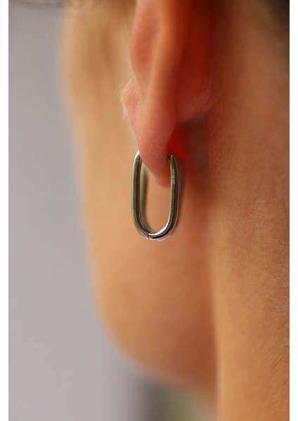 14 Ayar Altın Beyaz Yuvarlak Kenarlı Uzun Halka Küpe fırsatları