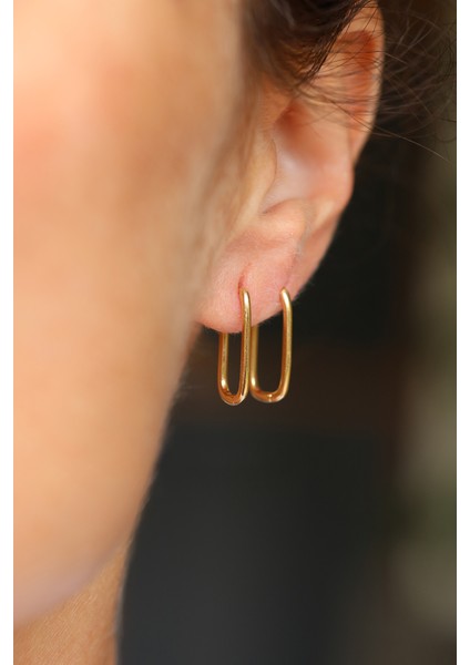 14 Ayar Altın Yuvarlak Kenarlı Uzun Ataç Küpe fiyatları