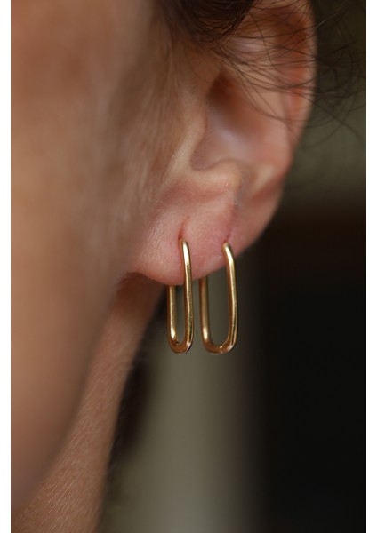 14 Ayar Altın Yuvarlak Kenarlı Uzun Ataç Küpe fırsatları