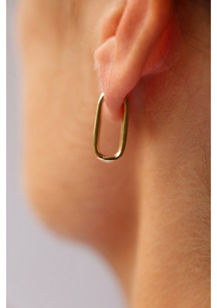 14 Ayar Altın Yuvarlak Kenarlı Uzun Ataç Küpe indirimleri