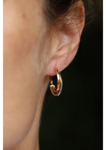 14 Ayar Altın Iki Renk Sarmal Kalemli Halka Küpe fiyatları