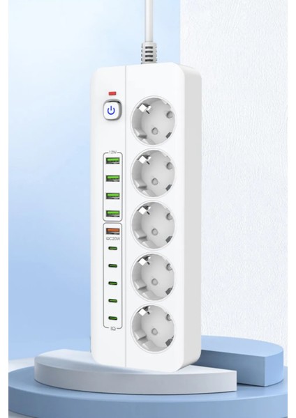 Pro P13 3000W Akım Korumalı 5 Girişli Type-C ve USB Girişli Uzatmalı Grup Priz