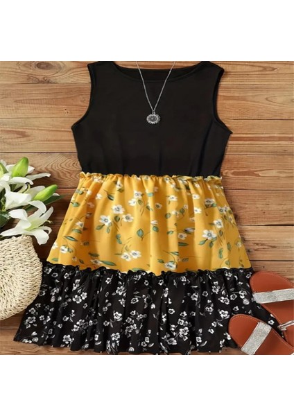 Kadın Askılı Yuvarlak Yaka Çiçek Baskılı Salaş Süprem Elbise fiyatları