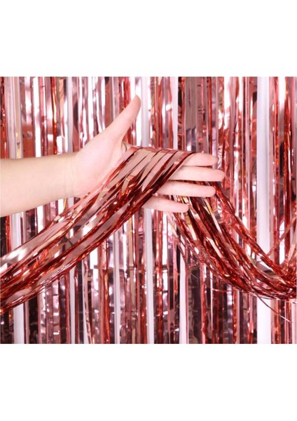 Rose Gold Püsküllü Kapı Perdesi - Parti, Bekarlığa Veda, Doğum Günü 1x2 M modelleri