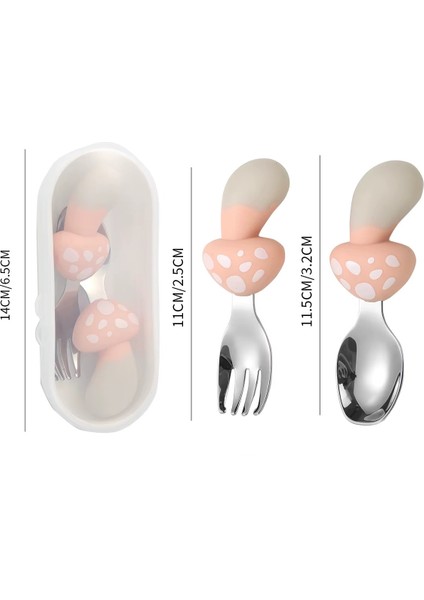 Pembe Mantar Figürlü Premium Çocuk Bpa Free Silikon Sap Paslanmaz Çelik Uçlu Çatal-Kaşık Set 9+ Ay modelleri