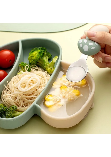 Pembe Mantar Figürlü Premium Çocuk Bpa Free Silikon Sap Paslanmaz Çelik Uçlu Çatal-Kaşık Set 9+ Ay indirimleri