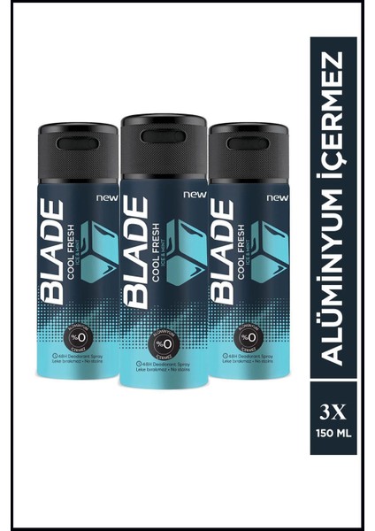3 Adet Cool Fresh Erkek Deodorant 150 ml Hızlı Kurur Leke Bırakmaz