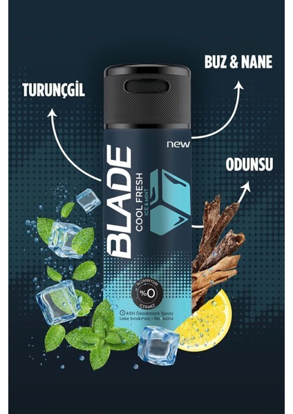 3 Adet Cool Fresh Erkek Deodorant 150 ml Hızlı Kurur Leke Bırakmaz indirimleri