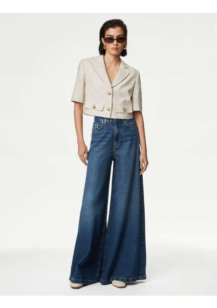 Lyocell™ Yüksek Bel Palazzo Jean Pantolon fiyatları