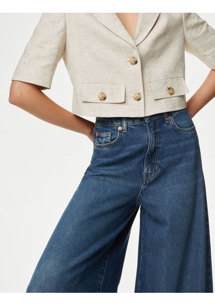 Lyocell™ Yüksek Bel Palazzo Jean Pantolon