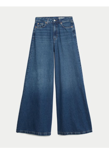 Lyocell™ Yüksek Bel Palazzo Jean Pantolon indirimleri