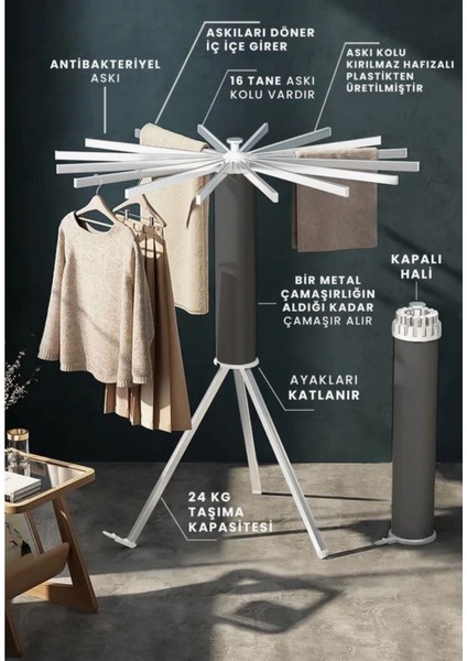 Katlanabilir Ahtapot Çamaşır Kurutma Askısı