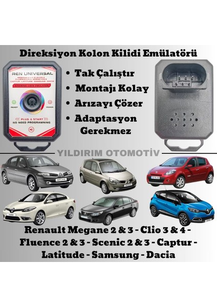 Renault - Dacia Araçlara Uyumlu Direksiyon Kolon Kilidi Emülatörü