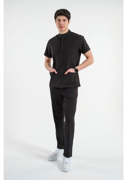 Lizy Matheo Erkek Düğmeli Hakim Yaka Hemşire Doktor Üniforma Takım Scrubs Takım Hastane Forması