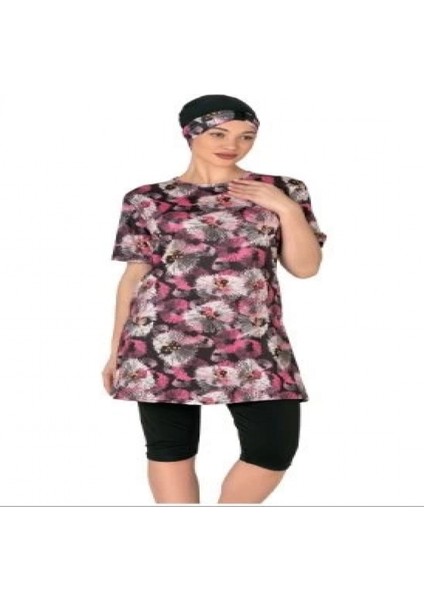 Fantasy 3449 Bayan Desenli Yarı Tesettür Mayo