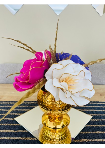 Gold Dövmeli Vazo 4 Adet Eva Aranjman(AYNA DAHİL DEĞİLDİR.)