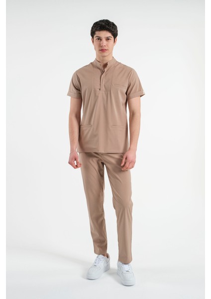 Lizy Matheo Erkek Düğmeli Hakim Yaka Hemşire Doktor Üniforma Takım Scrubs Takım Hastane Forması modelleri