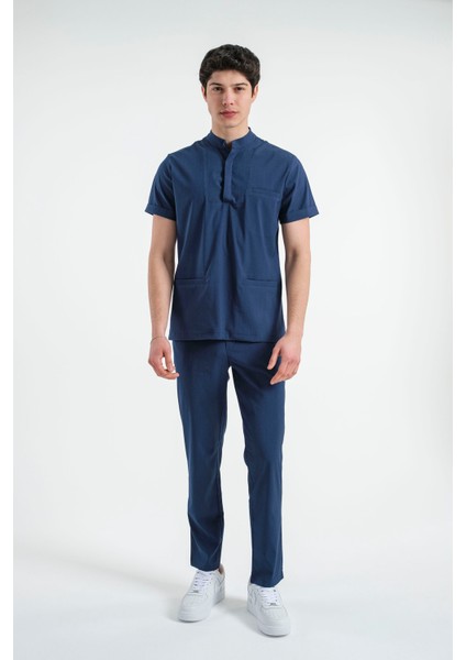 Lizy Matheo Erkek Düğmeli Hakim Yaka Hemşire Doktor Üniforma Takım Scrubs Takım Hastane Forması modelleri