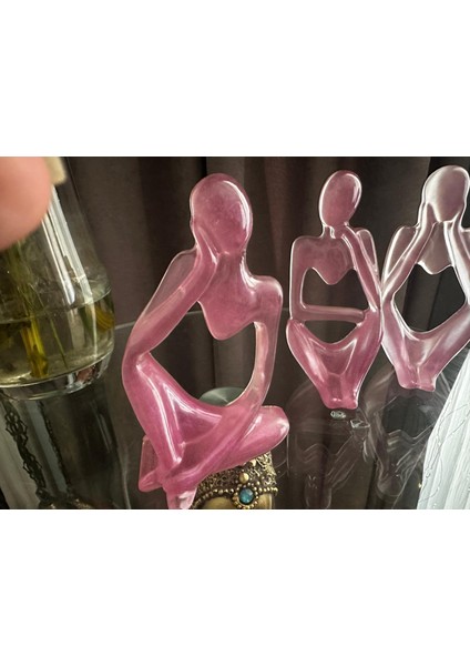 3 Lü Heykel Seti, Düşünen Heykel, Soyut Heykel Set, Iskandinav Tarz Heykel Seti, Dekoratif Biblo