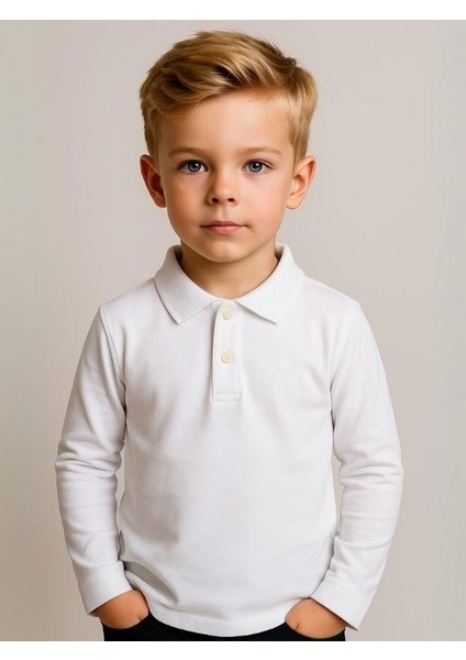 Çocuk Pamuklu Yakalı Dokulu Kumaş Uzun Kollu T-Shirt fiyatları