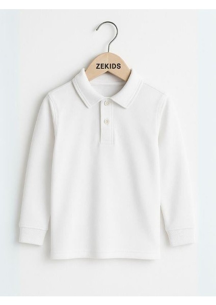 Çocuk Pamuklu Yakalı Dokulu Kumaş Uzun Kollu T-Shirt modelleri