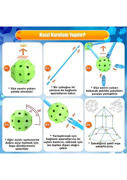 Zeka Geliştirici 200 Parça Oyun Çadırı Eğitici Çocuk Oyuncak Renkli 3 Boyutlu Kale Yapı Seti fırsatları